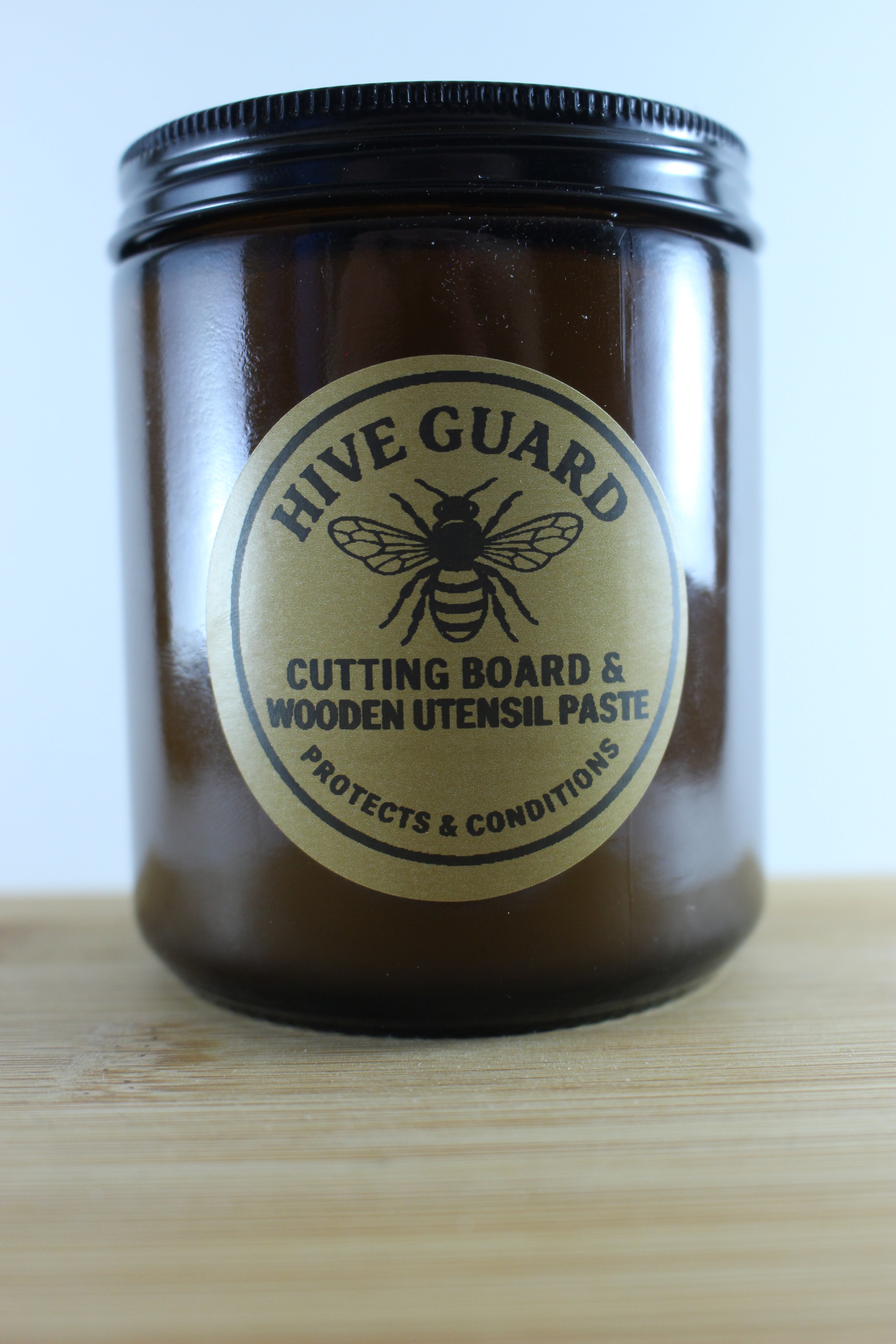 Hive Guard Cutting Board & Wooden Utensil Paste