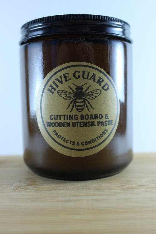 Hive Guard Cutting Board & Wooden Utensil Paste
